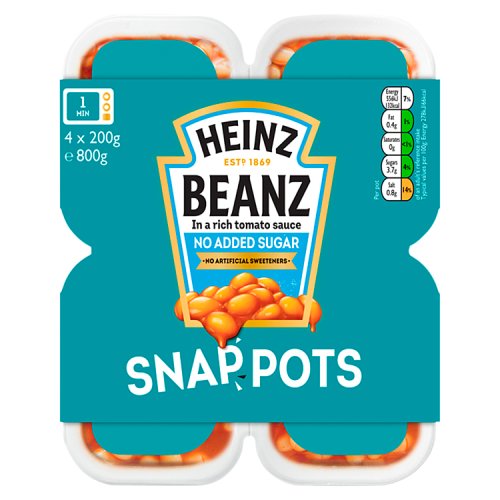 Heinz Baked Beans Snap Pots NAS 4pk (4 x 200g) pack shot