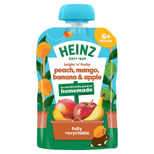 Heinz Pouch 6m+ Peach, Mango & Banana 100g pack shot
