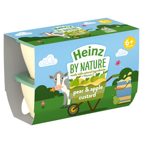Heinz Pot 6m+ Custard Pear & Apple 4pk (4 x 100g) pack shot