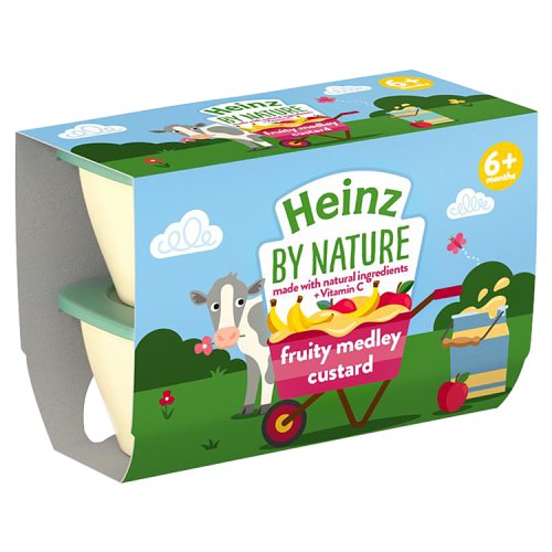 Heinz Pot 6m+ Custard Fruit Medley 4pk (4 x 100g) pack shot