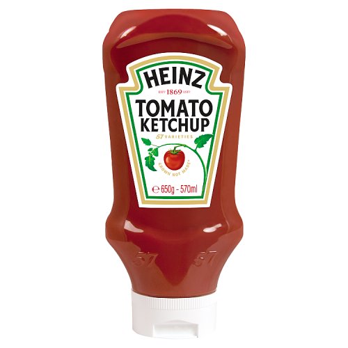Heinz Tomato Ketchup Top Down 570ml pack shot