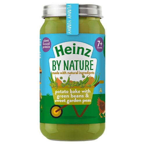 Heinz Jar 7m+ Nature Potato Bake Green Beans & Sweet Garden Peas 200g pack shot