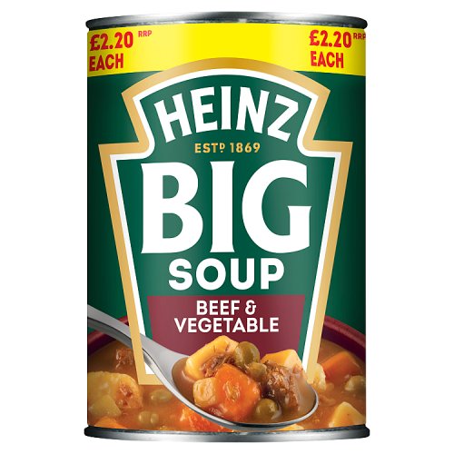 Heinz Big Soup Beef & Vegetable PM £2.20 400g pack shot