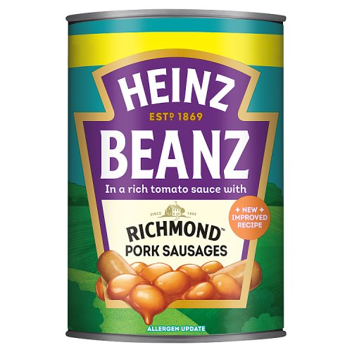 Heinz Baked Beans Richmond Pork Sausages PM £2.20 415g pack shot