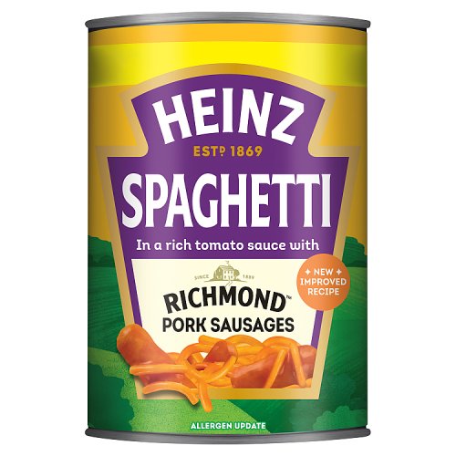 Heinz Spaghetti Richmond Pork Sausages PM £2.20 400g pack shot