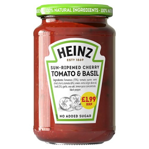 Heinz Pasta Sauce Sun Dried Cherry Tomato & Basil 350g PM £1.99 pack shot