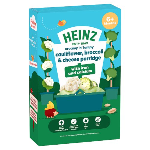 Heinz Cereals Creamy Cauliflower, Broccoli & Cheese Porridge 6M+ 125g pack shot