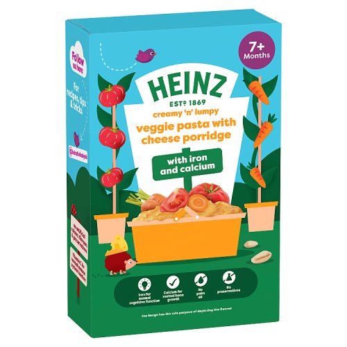 Heinz Cereals Veggie Pasta with Cheese Porrdige 200g pack shot