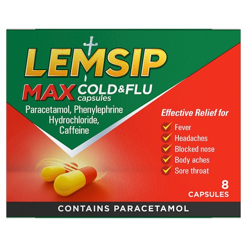 Lemsip Max Cold & Flu Caps 8s pack shot
