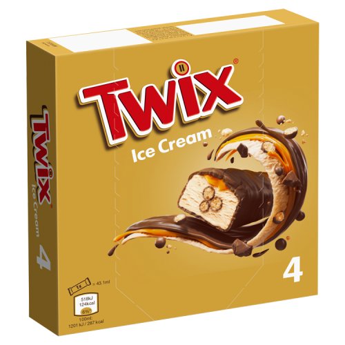 Twix Ice Cream Bars 4pk pack shot
