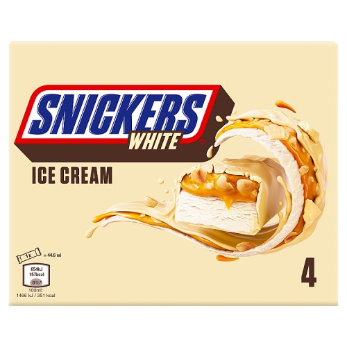 Snickers White Ice Cream Bar 4pk (4 x 40.8g) pack shot