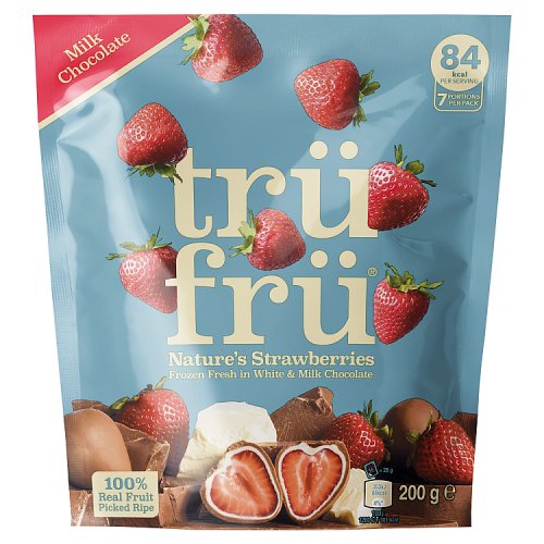 Trufru Strawberries In White & Milk Chocolate 200g pack shot