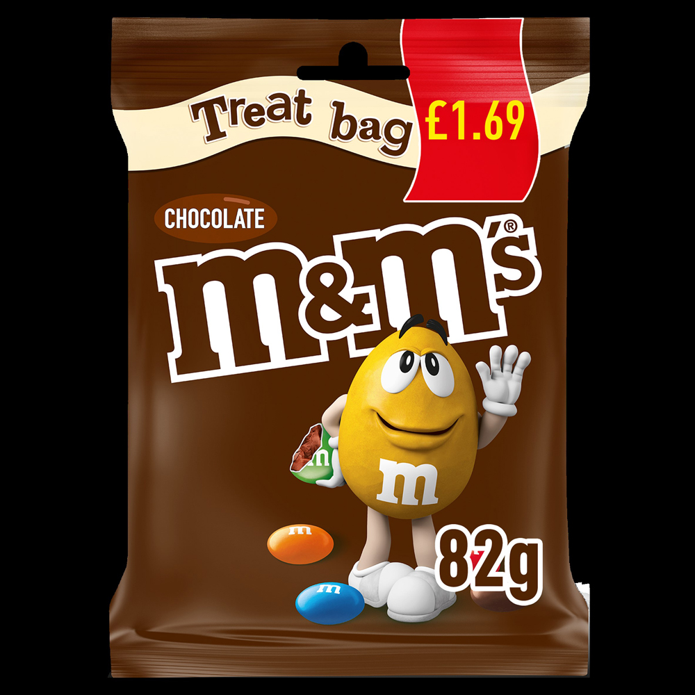 M&ms Chocolate Treat Bag 82g PMP pack shot