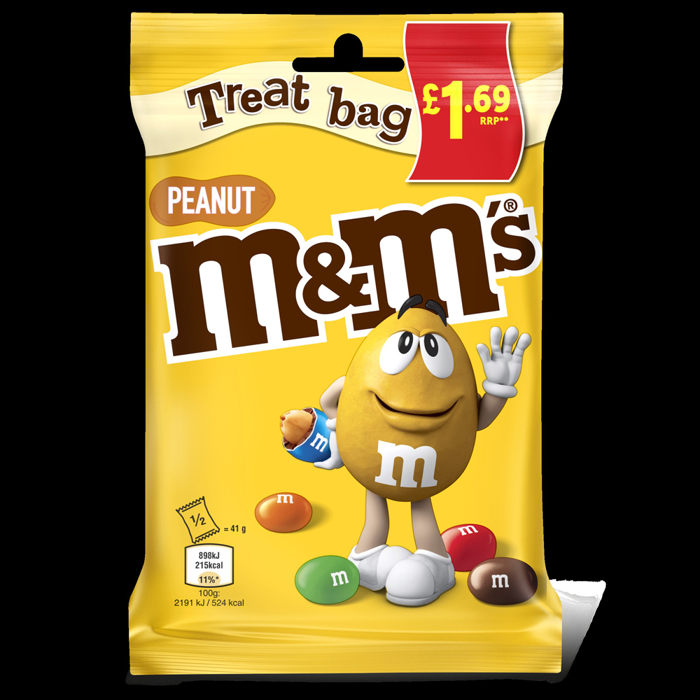 M&ms Peanut Treat Bag 82g PMP pack shot
