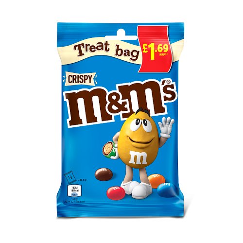 M&Ms Crispy Treat Bag PM £1.69 77g pack shot
