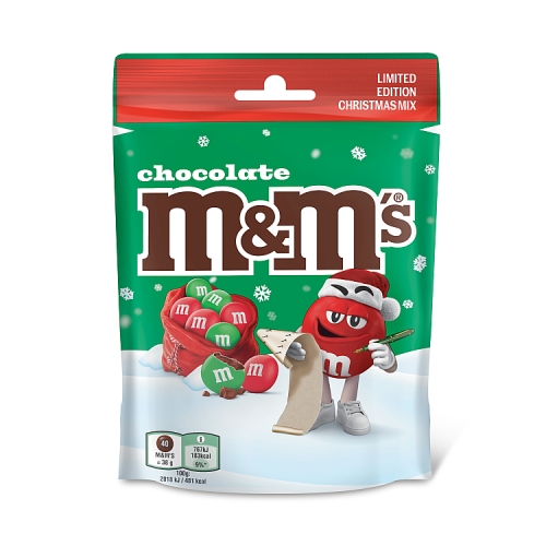 M&Ms Chocolate Christmas Mix Pouch 112g pack shot