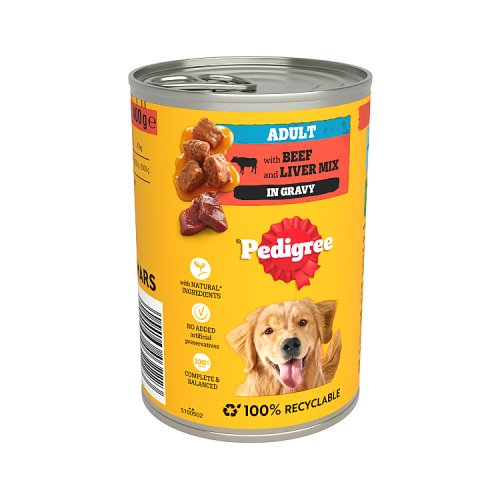 Pedigree Dog Tin With Beef In Gravy 400g pack shot