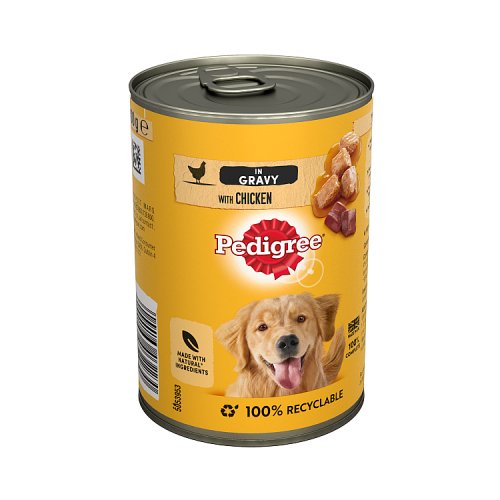 Pedigree Dog Tin With Chicken In Gravy 400g pack shot