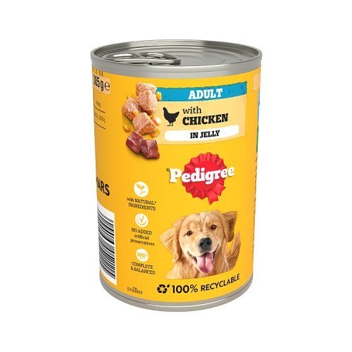 Pedigree Dog Tin With Chicken In Jelly 385g pack shot
