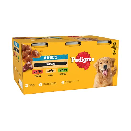 Pedigree Dog Tins Mixed Selection In Gravy 400g 6pk (6 x 400g) pack shot