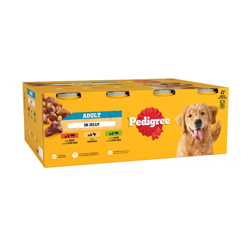 Pedigree Dog Tins Mixed Selection in Jelly 12pk (12 x 385g) pack shot