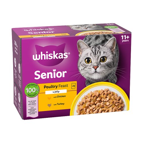 Whiskas 11+ Cat Pouches Poultry Feasts In Jelly (12 x 85g) pack shot