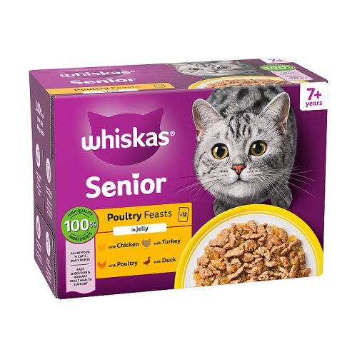 Whiskas Senior Poultry Feasts In Jelly 12 x 85g pack shot