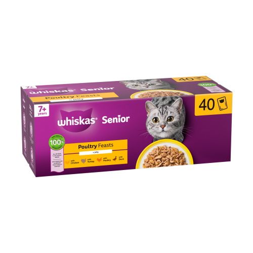 Whiskas 7+ Poultry Pouch Selection in Jelly 40pk (40 x 85g) pack shot