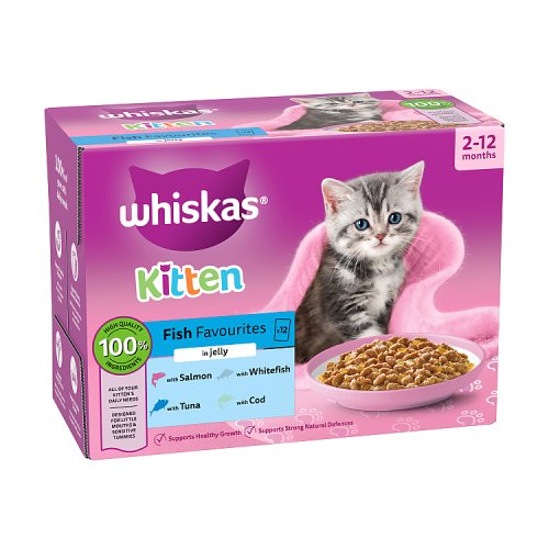 Whiskas Kitten Fish Favourites In Jelly 12 x 85g pack shot