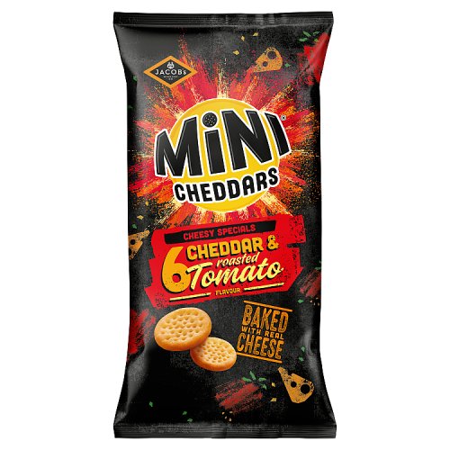 Jacobs Mini Cheddars Roasted Tomato Baked 6pk 138g pack shot