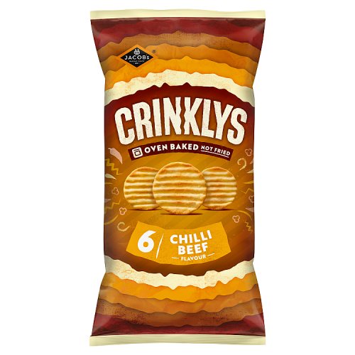 Jacobs Crinklys Chilli Beef 30% Less Fat Baked 6pk 138g pack shot