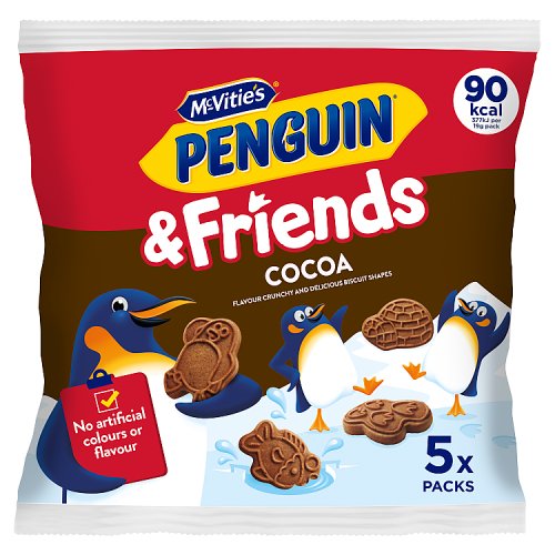 McVities Penguin & Friends Cocoa 5pk (5 x 20g) 100g pack shot