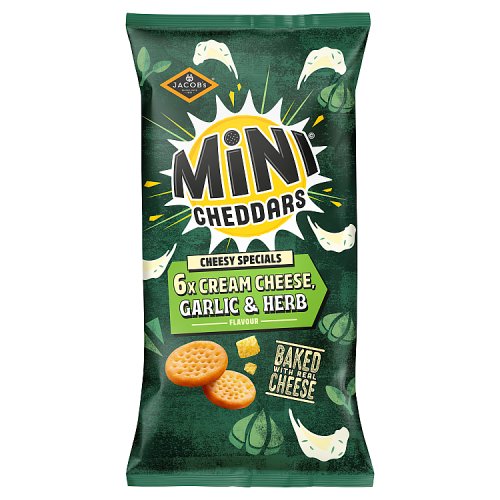 Jacobs Mini Cheddars Cream Cheese Garlic & Herb 6pk 138g pack shot