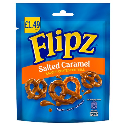 Flipz Salted Caramel Pretzels Pouch PM £1.49 80g pack shot