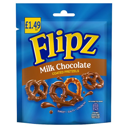 Flipz Milk Chocolate PM £1.49 80g pack shot
