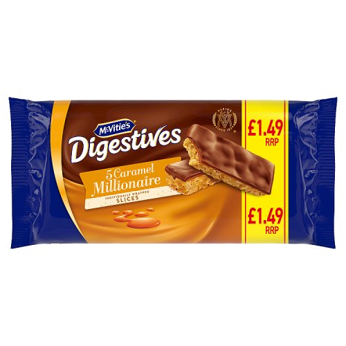 McVities Caramel Digestive Slices 5pk PM £1.49 pack shot