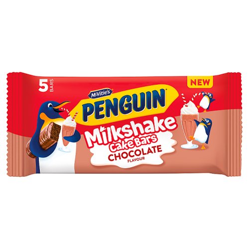McVities Penguin Milkshake Cake Bar Chocolate 5pk 141g pack shot