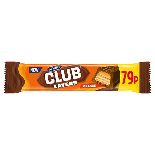 McVities Club Layers Wafer Orange PM 79p 39.5g pack shot