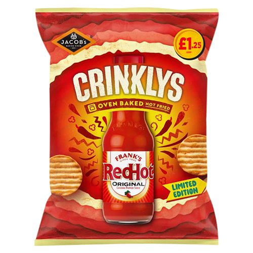 Jacobs Crinklys Franks Red Hot PM £1.25 90g pack shot