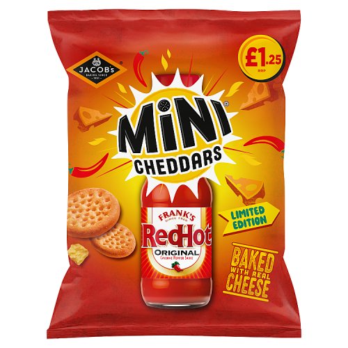 Jacobs Mini Cheddars Franks Red Hot PM £1.25 90g pack shot