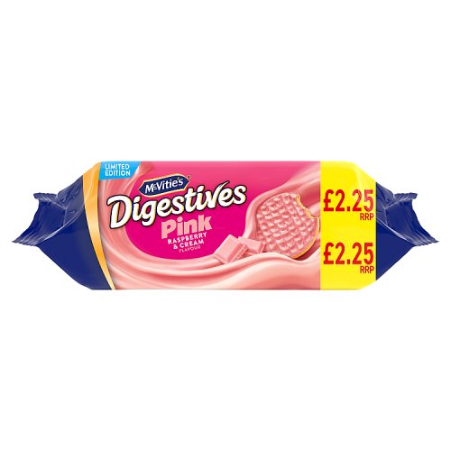 McVities Pink Raspberry & Cream Digestives Biscuits PM £2.25 232g Ltd pack shot
