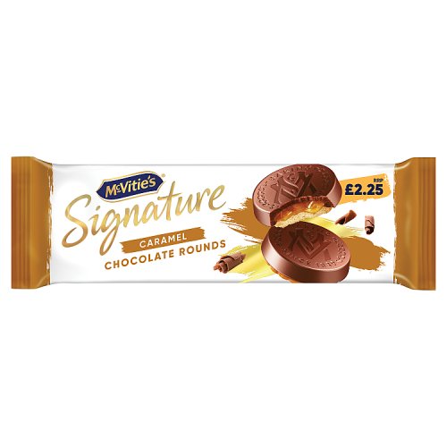 McVities Signature Caramel Chocolate Rounds 109g PM £2.25 pack shot