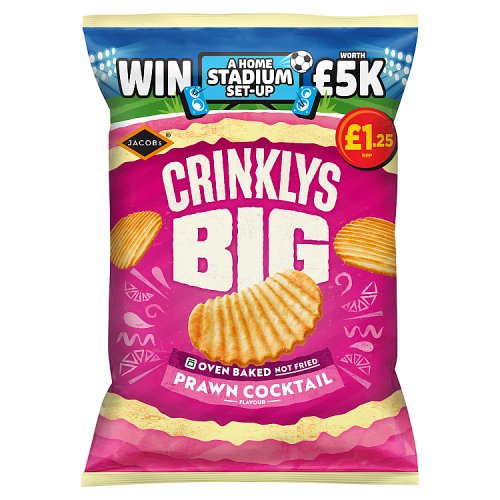 Jacobs Crinklys Big Prawn Cocktail PM £1.25 90g pack shot