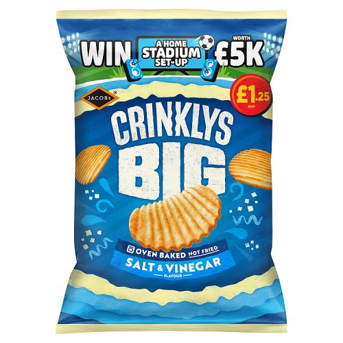 Jacobs Crinklys Big Salt & Vinegar PM £1.25 90g pack shot