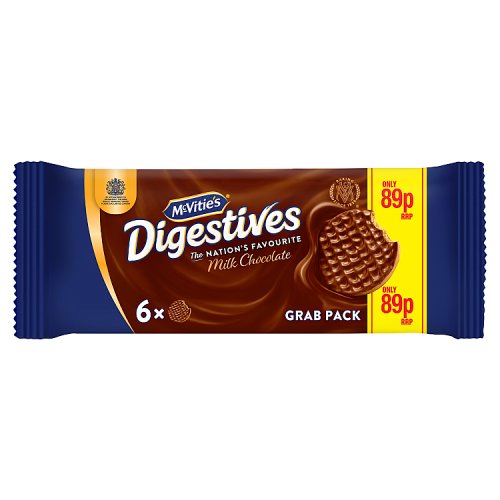 McVities Milk Chocolate Digestive Grab Pack PM 89p 100g pack shot