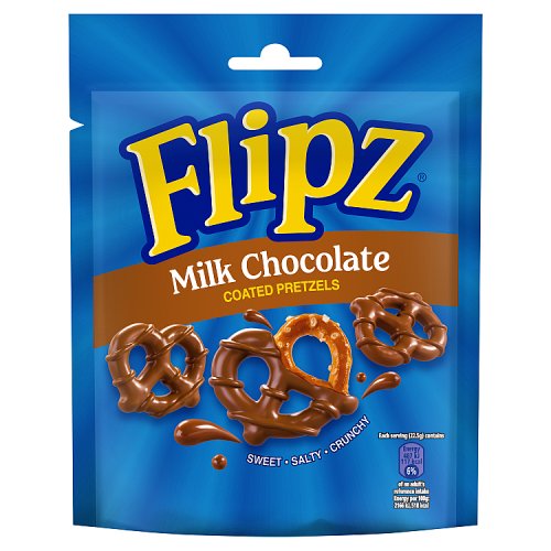 Flipz Pouches Milk Chocolate Pretzels 90g pack shot