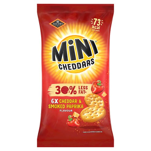 Jacobs Mini Cheddars 30% Less Fat Cheddar & Paprika Baked 6pk 102g pack shot