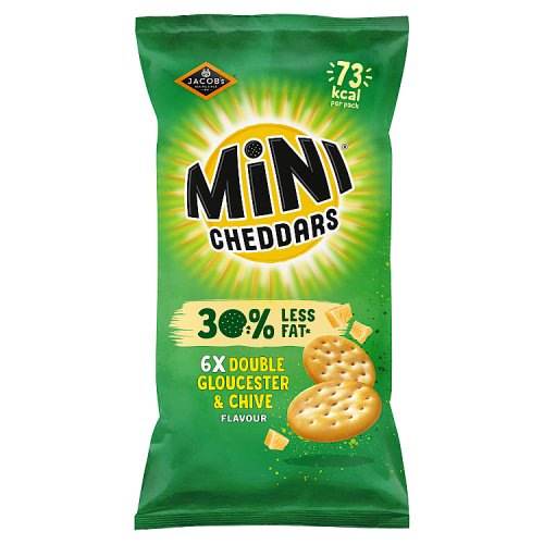 Jacobs Mini Cheddars Nibblies Bouble Gloucester & Chive 6pk 102g pack shot