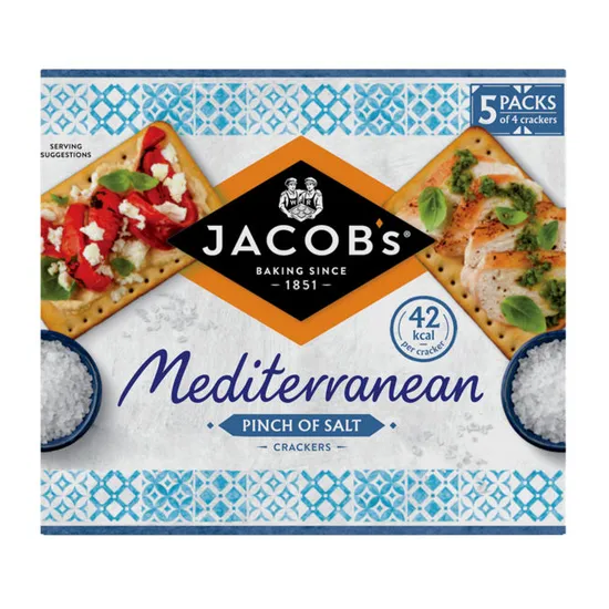 Jacobs Jacobs Mediterranean Salted 190g pack shot