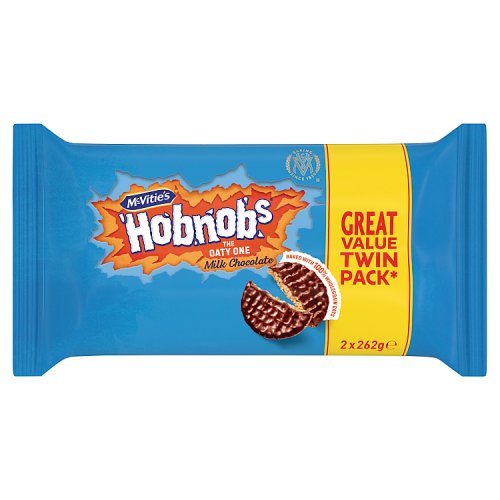 McVities Milk Chocolate Hobnobs Twin Pack (2 x 262g) pack shot